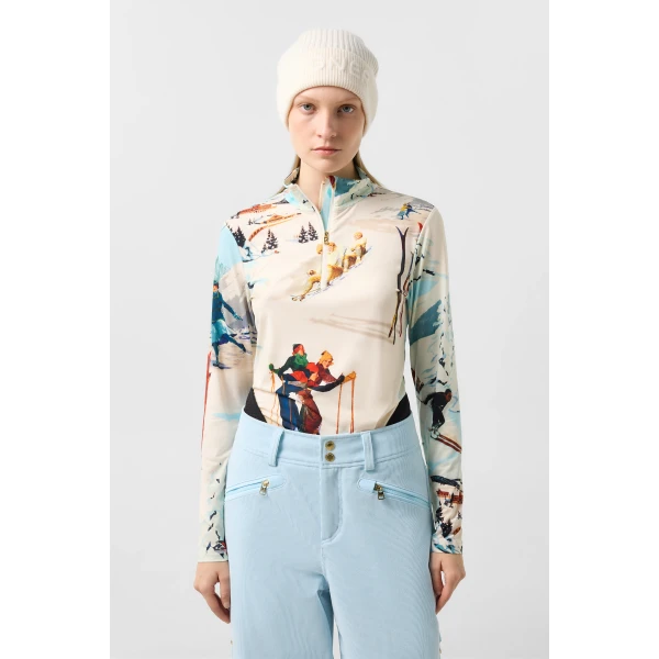 Bogner Beline First Layer in Off White and Light Blue, view 3 | Long Sleeve | Coveti