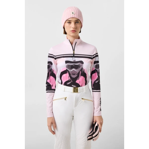 Bogner Beline First Layer in Pink and Black, view 3 | Long Sleeve | Coveti