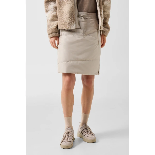 Bogner Belva Functional Quilted Skirt in Beige, view 3 | Midi Skirts | Coveti