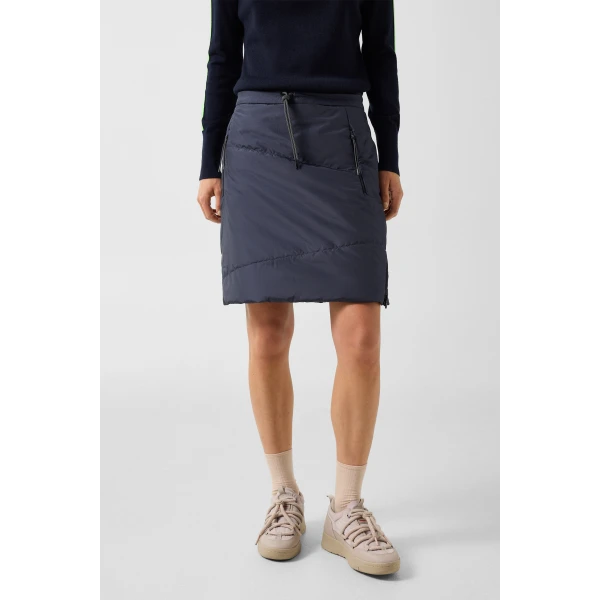 Bogner Belva Functional Quilted Skirt in Navy, view 3 | Midi Skirts | Coveti