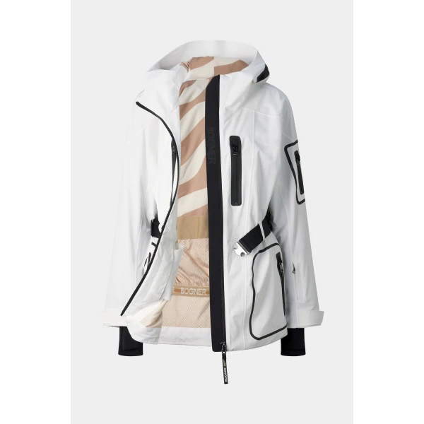 Bogner Bond Ski Jacket in White and Black, view 2 | Jackets | Coveti