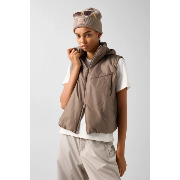 Bogner Bonny Quilted Waistcoat in Taupe, view 4 | Vests | Coveti