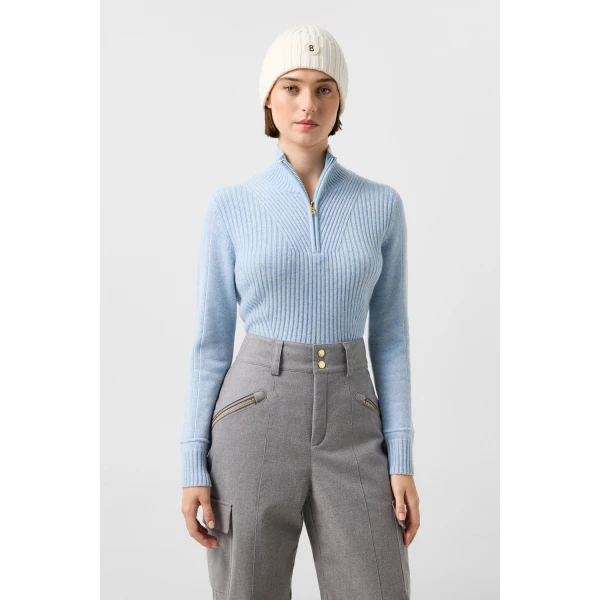 Bogner Camila Cashmere Jumper in Light Blue, view 3 | Sweaters | Coveti