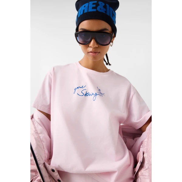Bogner Cara Cotton T-Shirt in Pink, view 6 | T-shirts | Coveti