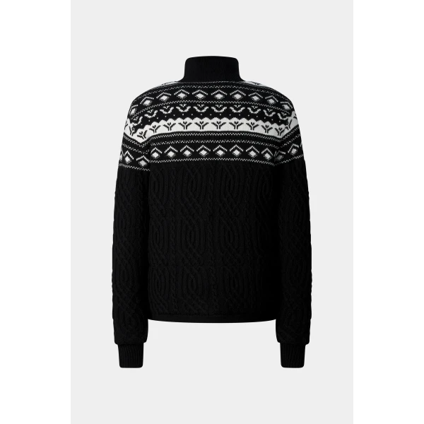 Bogner Carolyn Norwegian-Style Knit Jacket in Black, view 2 | Cardigan | Coveti