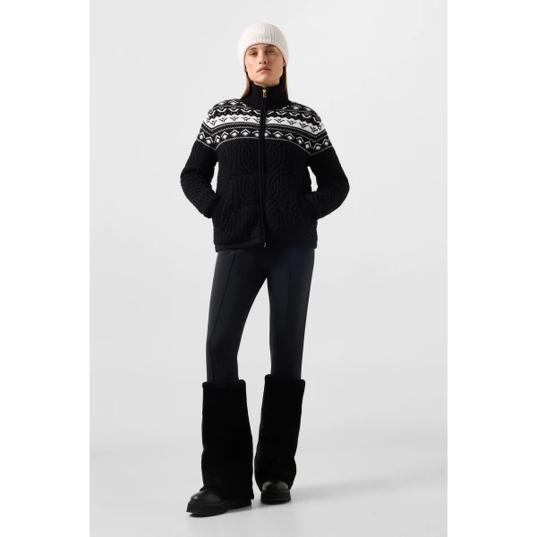 Bogner Carolyn Norwegian-Style Knit Jacket in Black, view 5 | Cardigan | Coveti