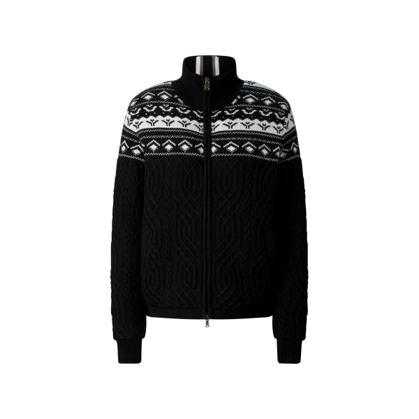 Bogner Carolyn Norwegian-Style Knit Jacket in Black | Cardigan | Coveti