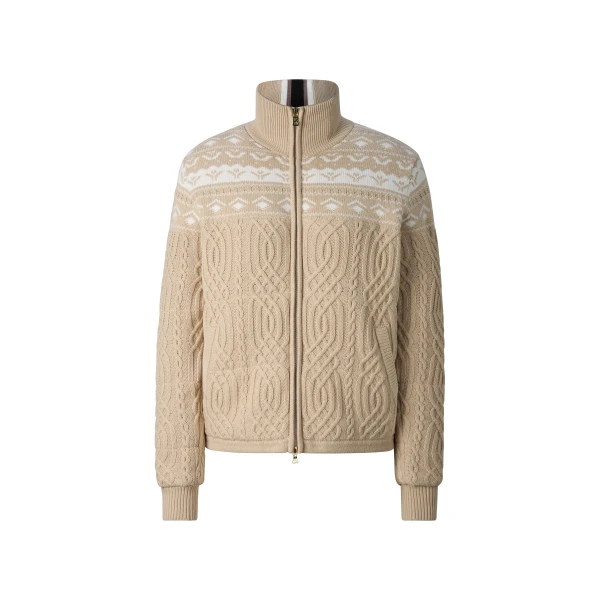 Bogner Carolyn Norwegian-Style Knit Jacket in Camel | Cardigan | Coveti