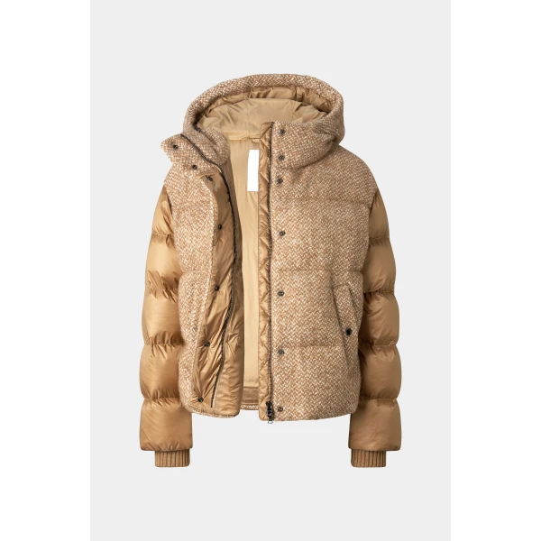 Bogner Cathy Bouclé Down Jacket in Camel, view 2 | Jackets | Coveti