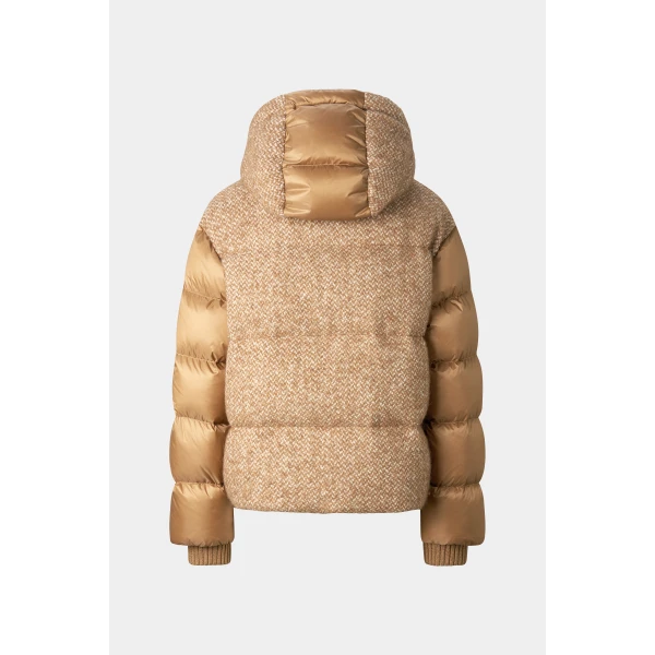 Bogner Cathy Bouclé Down Jacket in Camel, view 3 | Jackets | Coveti