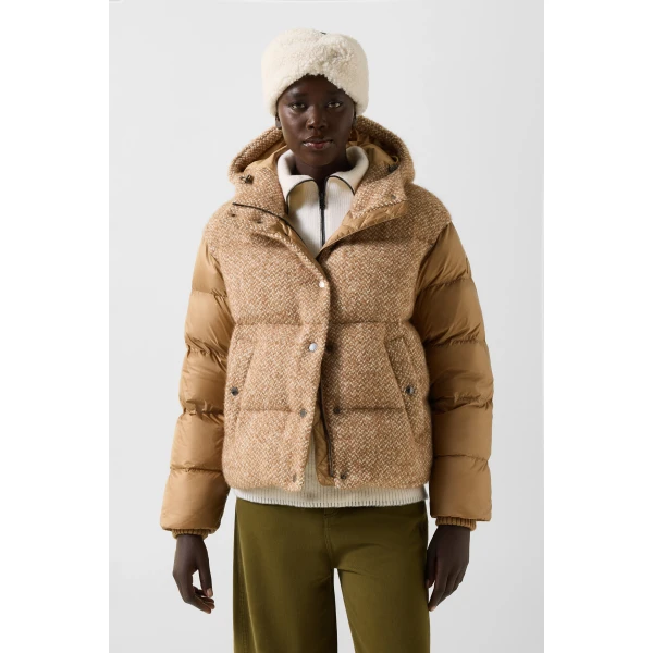 Bogner Cathy Bouclé Down Jacket in Camel, view 4 | Jackets | Coveti