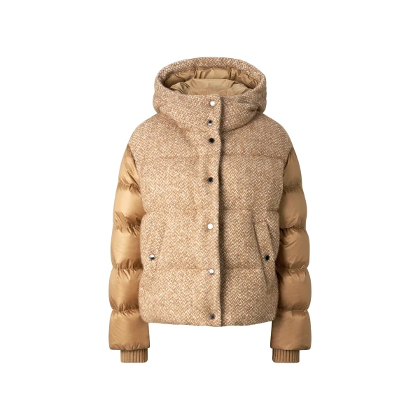 Bogner Cathy Bouclé Down Jacket in Camel | Jackets | Coveti
