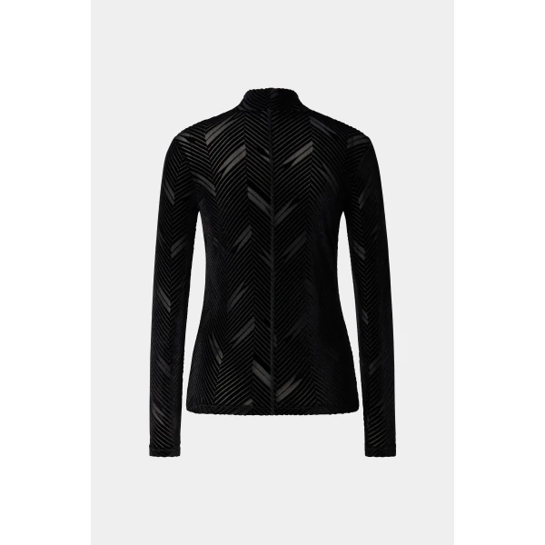 Bogner Cherie Velvet Long-Sleeved Top in Black, view 2 | Long Sleeve | Coveti