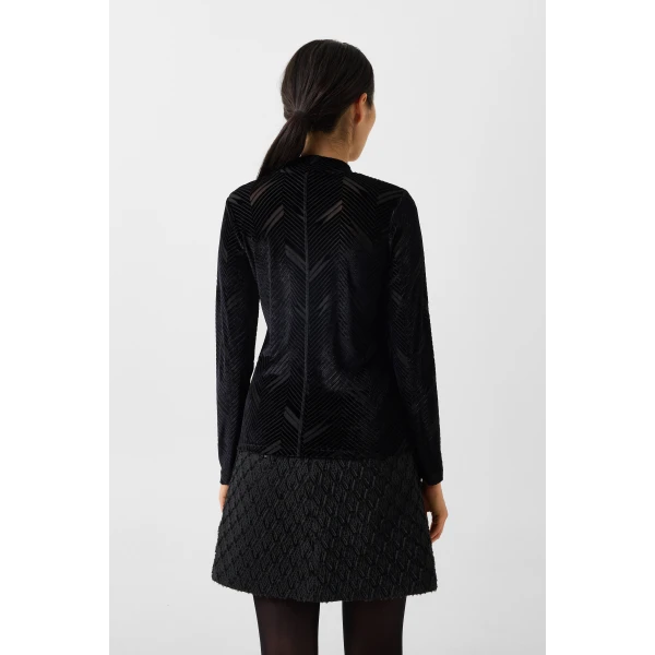Bogner Cherie Velvet Long-Sleeved Top in Black, view 4 | Long Sleeve | Coveti