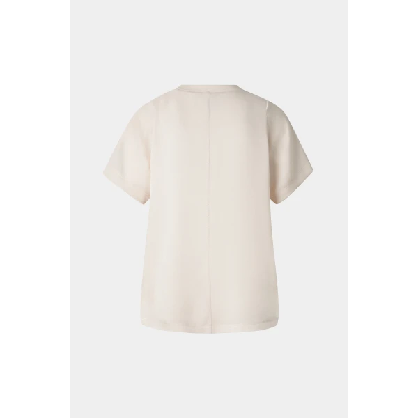 Bogner Dakota Satin Shirt in Cream, view 2 | Short Sleeved | Coveti
