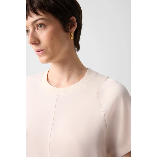 Bogner Dakota Satin Shirt in Cream, view 6 | Short Sleeved | Coveti