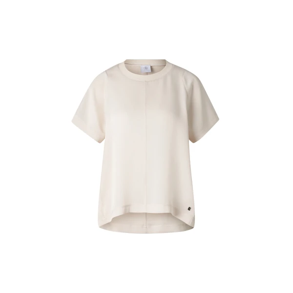 Bogner Dakota Satin Shirt in Cream | Short Sleeved | Coveti