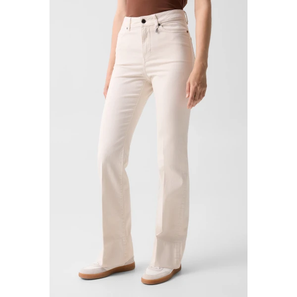 Bogner Devin Flared Fit Jeans in Cream, view 3 | Denim | Coveti