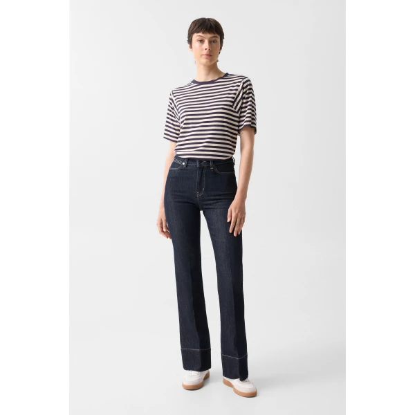 Bogner Devin Flared Fit Jeans in Dark Denim Blue, view 3 | Denim | Coveti