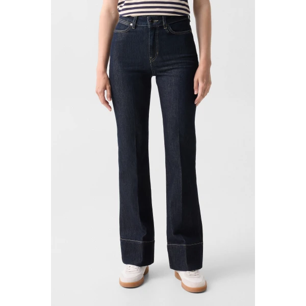 Bogner Devin Flared Fit Jeans in Dark Denim Blue, view 5 | Denim | Coveti