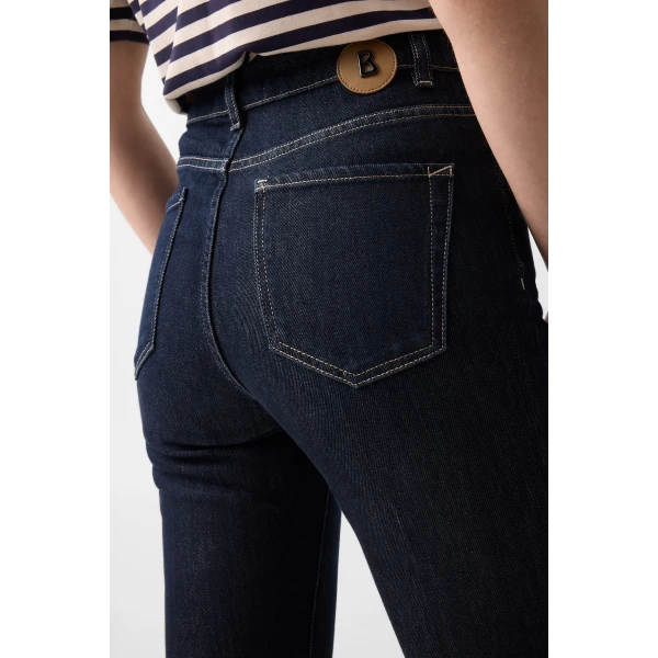 Bogner Devin Flared Fit Jeans in Dark Denim Blue, view 6 | Denim | Coveti