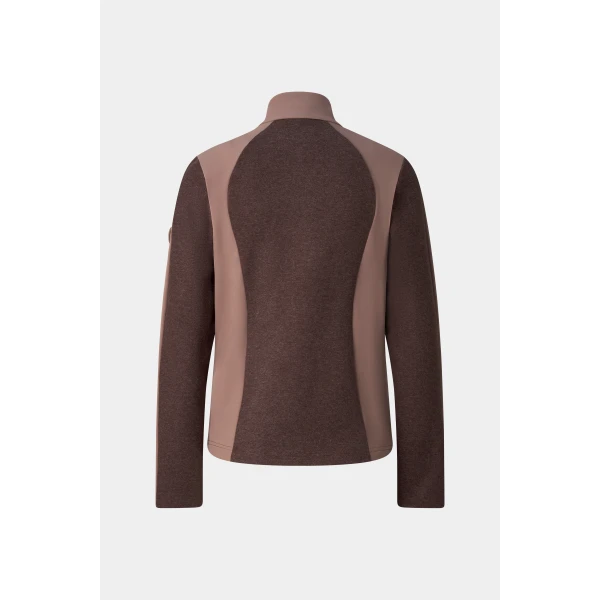 Bogner Dorinja Hybrid Mid-Layer Jacket in Dark Brown and Beige, view 3 | Jackets | Coveti