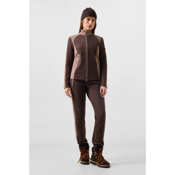 Bogner Dorinja Hybrid Mid-Layer Jacket in Dark Brown and Beige, view 6 | Jackets | Coveti