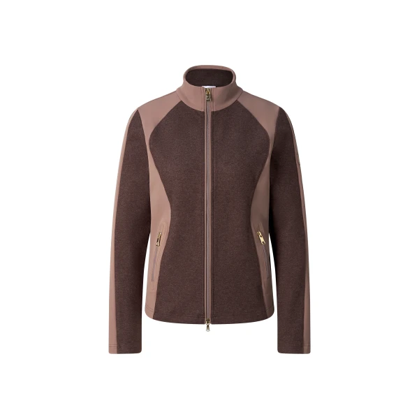 Dorinja Hybrid Mid-Layer Jacket in Dark Brown and Beige