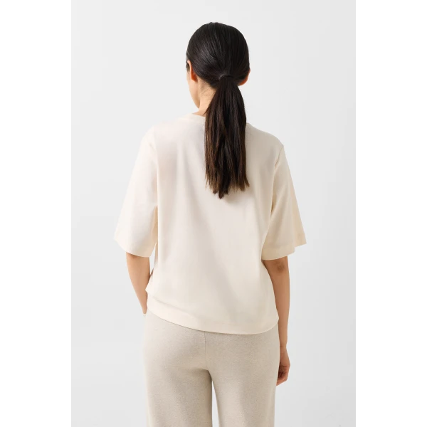Bogner Dorothy Cotton T-Shirt in Off White, view 4 | T-shirts | Coveti