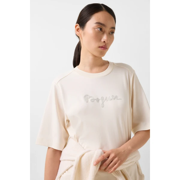 Bogner Dorothy Cotton T-Shirt in Off White, view 6 | T-shirts | Coveti
