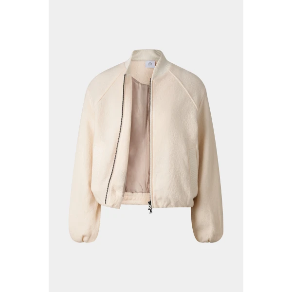 Bogner Editha Woollen Blouson in Cream, view 2 | Jackets | Coveti