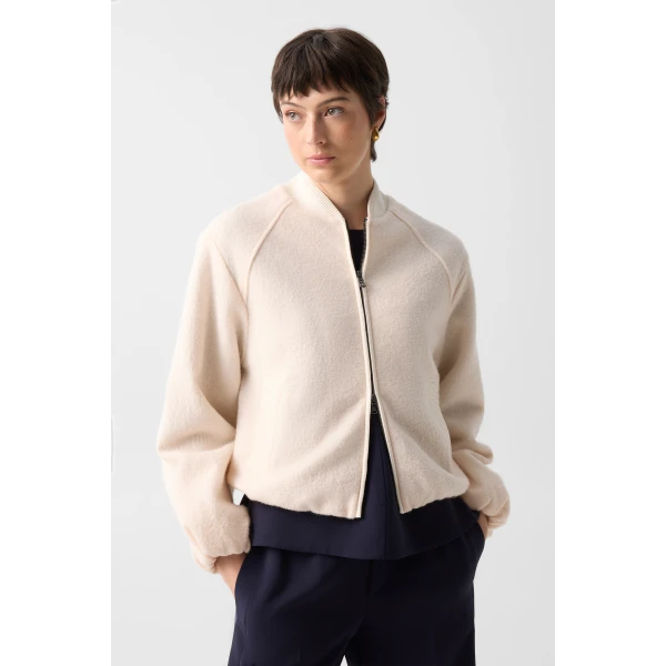 Bogner Editha Woollen Blouson in Cream, view 6 | Jackets | Coveti