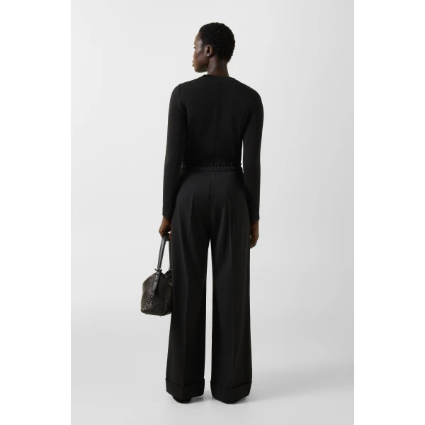 Bogner Elfy Virgin Wool Pleated Trousers in Black, view 4 | Tailored pants | Coveti