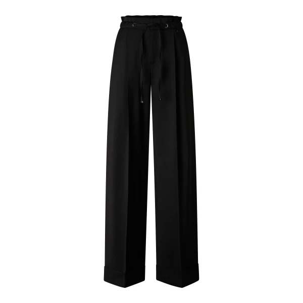 Elfy Virgin Wool Pleated Trousers in Black
