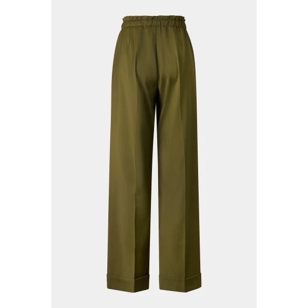 Bogner Elfy Virgin Wool Pleated Trousers in Olive, view 2 | Tailored pants | Coveti