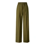 Bogner Elfy Virgin Wool Pleated Trousers in Olive | Tailored pants | Coveti