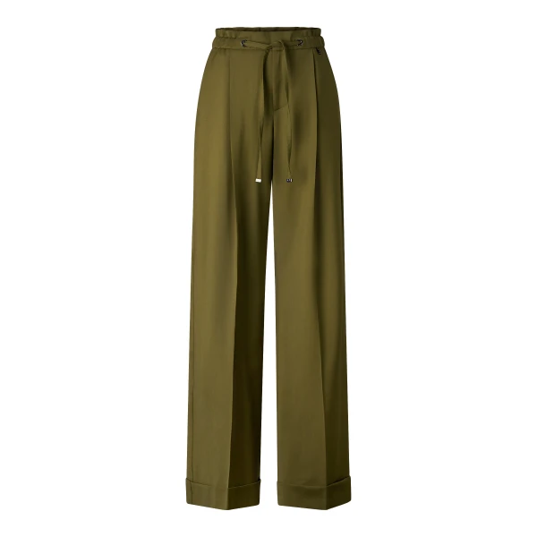 Elfy Virgin Wool Pleated Trousers in Olive