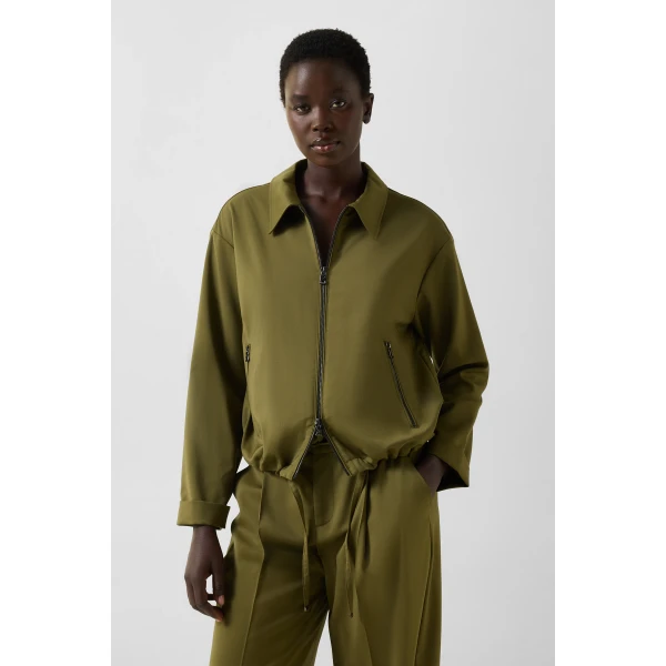 Bogner Elody Virgin Wool Blouse in Olive, view 3 | Blouse | Coveti