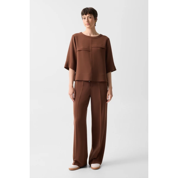 Bogner Enny Crepe Trousers in Brown, view 5 | Tailored pants | Coveti
