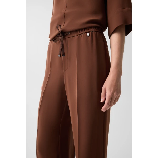 Bogner Enny Crepe Trousers in Brown, view 6 | Tailored pants | Coveti