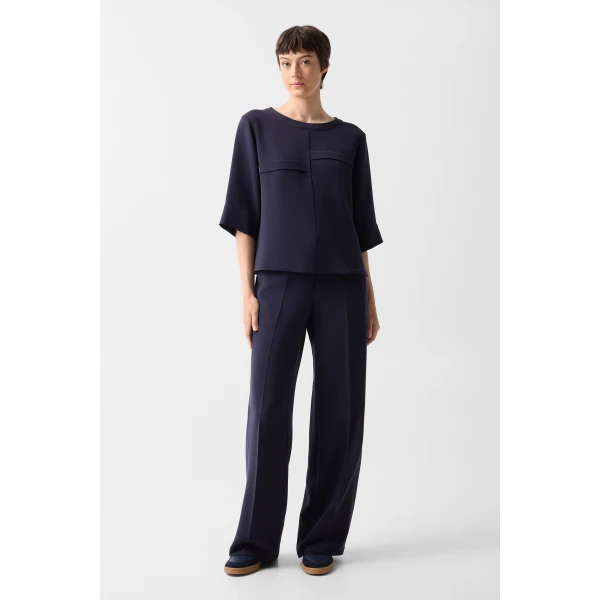Bogner Enny Crepe Trousers in Navy, view 5 | Tailored pants | Coveti