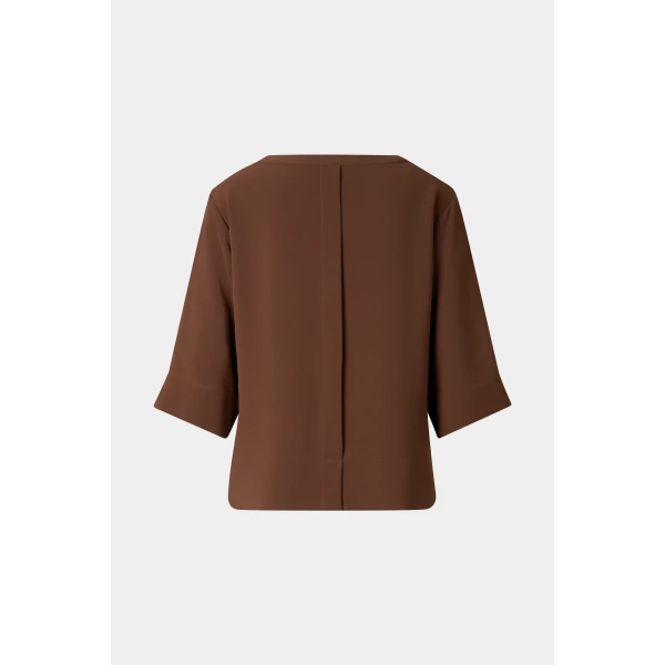Bogner Enrica Crêpe Shirt in Brown, view 2 | Short Sleeved | Coveti