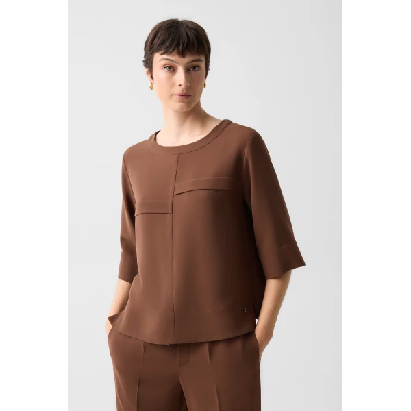 Bogner Enrica Crêpe Shirt in Brown, view 3 | Short Sleeved | Coveti