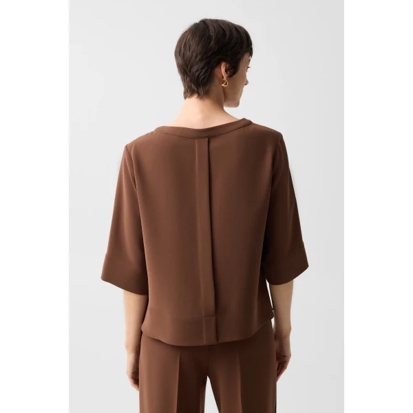 Bogner Enrica Crêpe Shirt in Brown, view 4 | Short Sleeved | Coveti