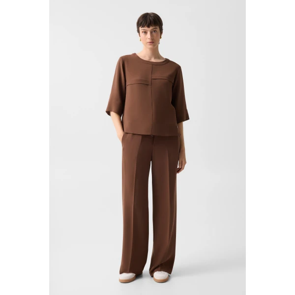 Bogner Enrica Crêpe Shirt in Brown, view 5 | Short Sleeved | Coveti