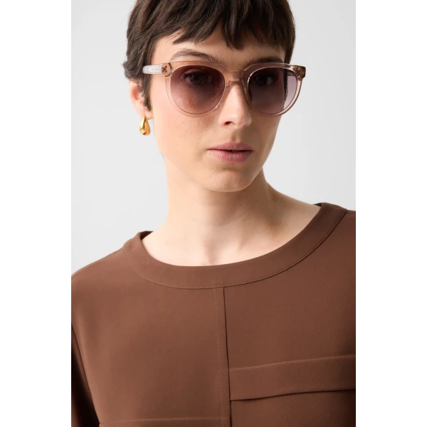 Bogner Enrica Crêpe Shirt in Brown, view 6 | Short Sleeved | Coveti