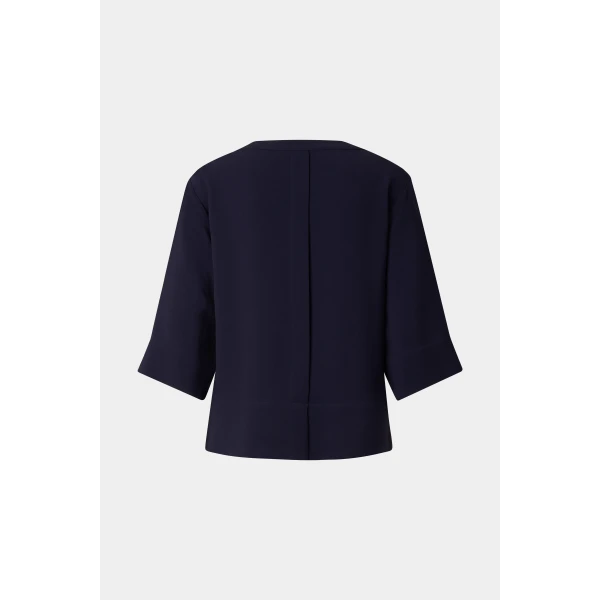 Bogner Enrica Crêpe Shirt in Navy, view 2 | Short Sleeved | Coveti