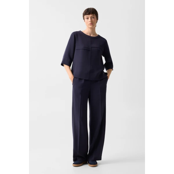 Bogner Enrica Crêpe Shirt in Navy, view 5 | Short Sleeved | Coveti