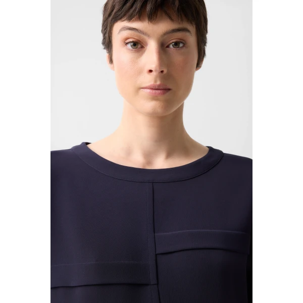 Bogner Enrica Crêpe Shirt in Navy, view 6 | Short Sleeved | Coveti
