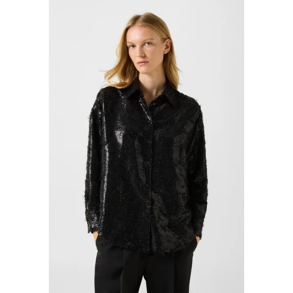 Bogner Florence Sequinned Shirt Blouse in Black, view 3 | Shirts | Coveti